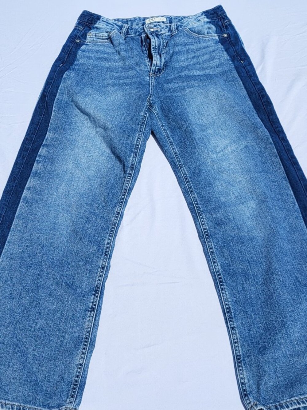 OAT New York Cloud Luxe Denim Jeans Women's 8 29 Blue Stripe Wide Leg Y2K